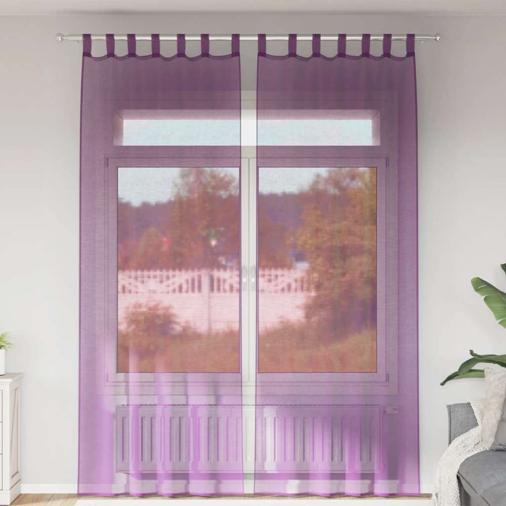 vidaXL Voile-verhot lenkeillä 2 kpl violetti 140x260 cm