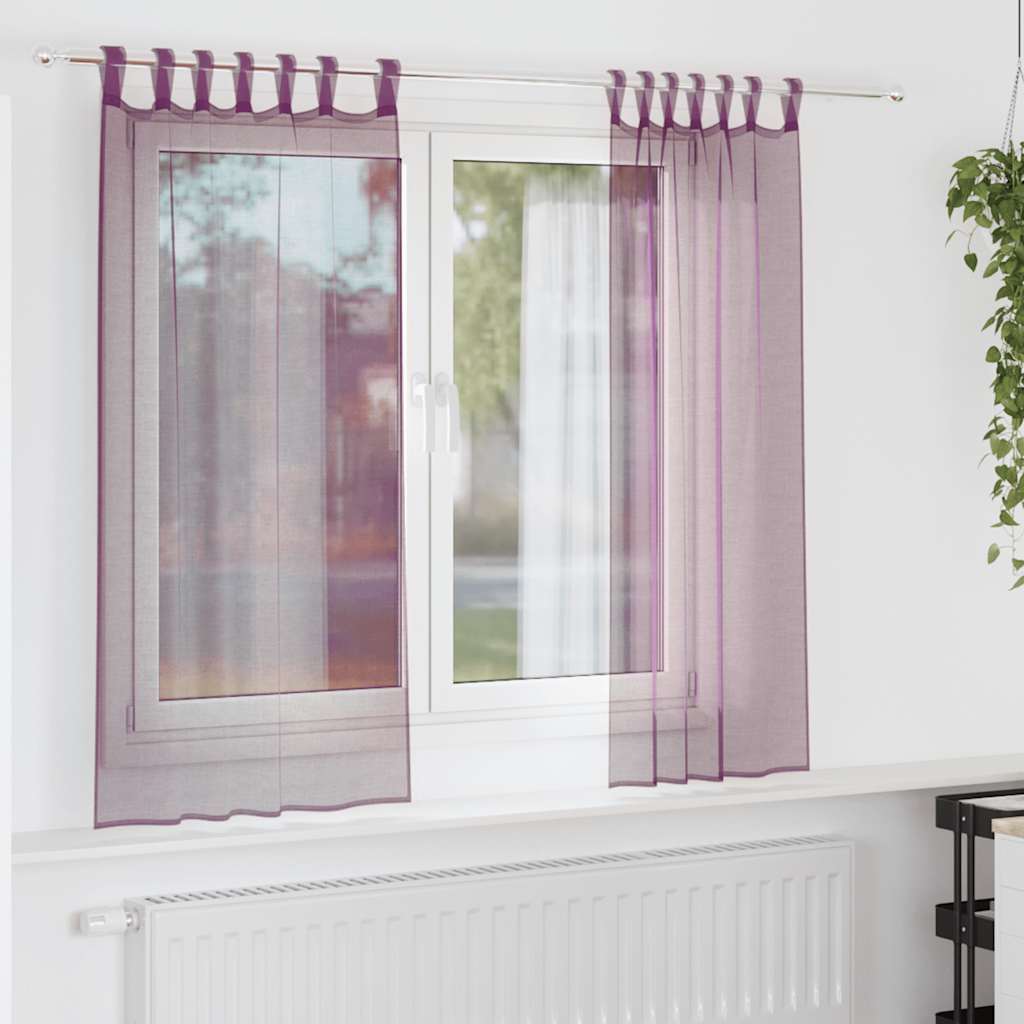 vidaXL Voile-verhot lenkeillä 2 kpl violetti 140x175 cm