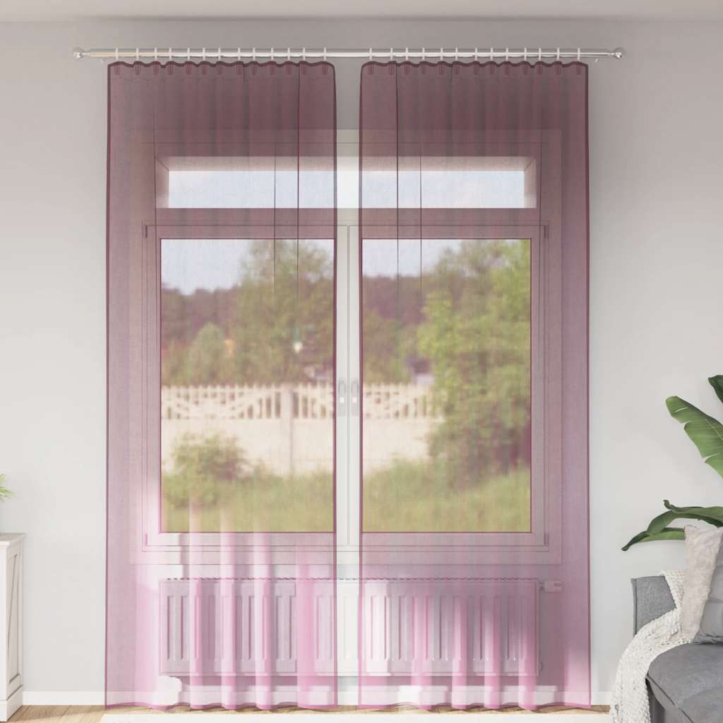 vidaXL Voile-verhot tankotaskuilla 2 kpl violetti