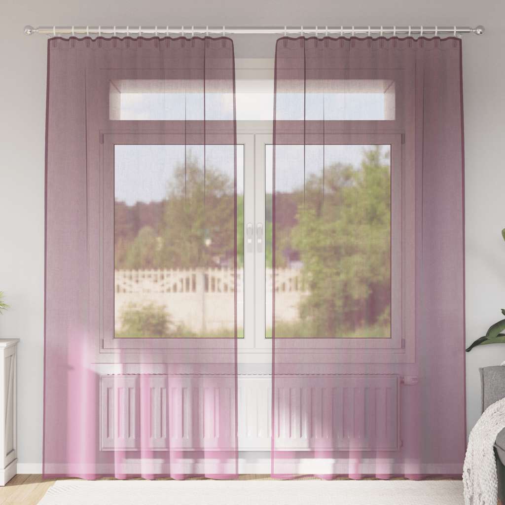 vidaXL Voile-verhot tankotaskuilla 2 kpl violetti