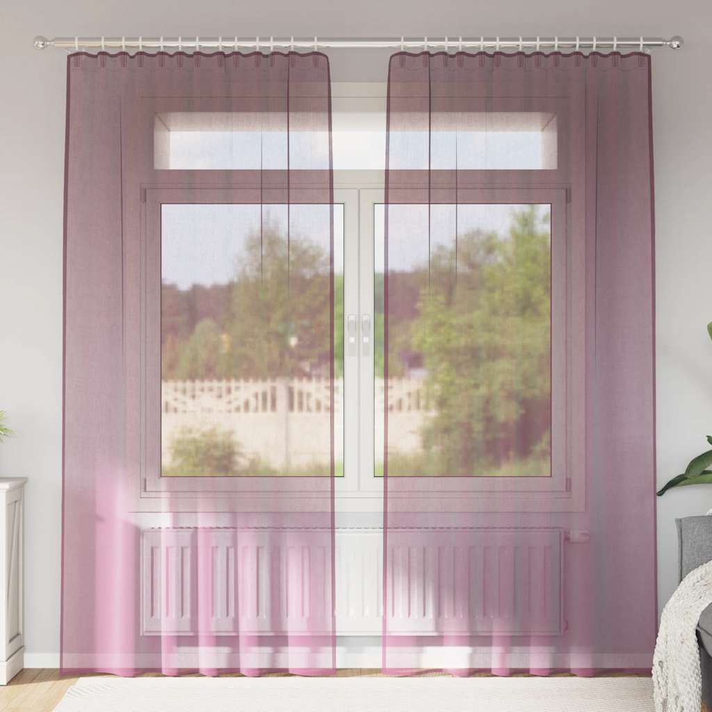 vidaXL Voile-verhot tankotaskuilla 2 kpl violetti