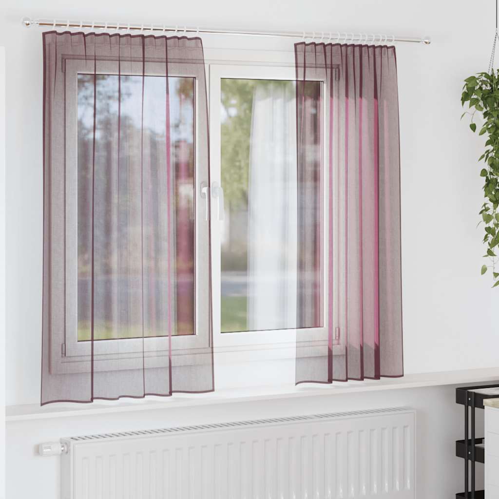 vidaXL Voile-verhot tankotaskuilla 2 kpl violetti